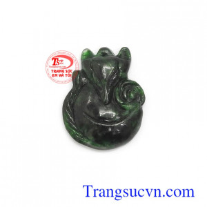 Mặt Hồ ly phỉ thúy bình an màu sắc đẹp, chất lượng cao, phù hợp bọc vàng làm mặt dây chuyền, mặt dây đeo hợp thời trang