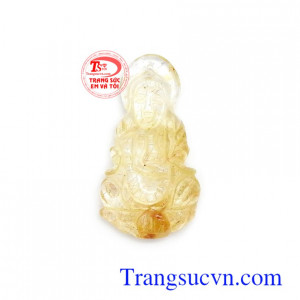 Phật Bà thạch anh tóc hưng thịnh chạm khắc tinh xảo, sắc nét, mặt dây thạch anh tóc thiên nhiên