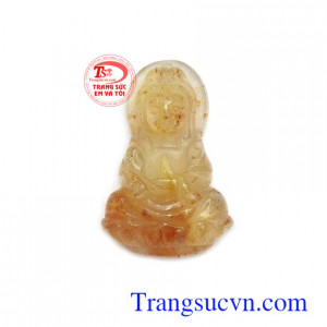 Mặt phật bà thạch anh tóc cát khí màu sắc đẹp tươi sáng, chất lượng đá đảm bảo, thạch anh tóc thiên nhiên