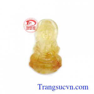 Mặt phật bà thạch anh tóc an nhiên chạm khắc tinh xảo sắc nét bằng thạch anh tóc thiên nhiên chất lượng cao