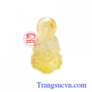 Mặt Phật bà thạch anh tóc phúc hậu chạm khắc tinh xảo, sắc nét, phù hợp làm mặt dây chuyền sang trọng, đẳng cấp