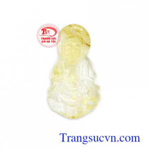 Mặt Phật bà thạch anh tóc thánh thiện mùa sắc đẹp, chất lượng cao, phù hợp làm mặt dây chuyền đeo sang trọng, quý phái