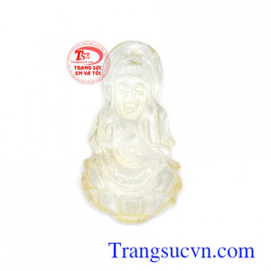 Mặt Phật bà thạch anh tóc thịnh vượng màu sắc đẹp, chạm khắc tinh xảo, thạch anh tóc thiên nhiên, mặt dây chuyền thạch anh tóc