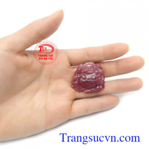 Mặt Di lặc ruby bình an bền đẹp, chất lượng, chạm khắc tinh xảo, độc đáo, có giấy kiểm định kèm theo