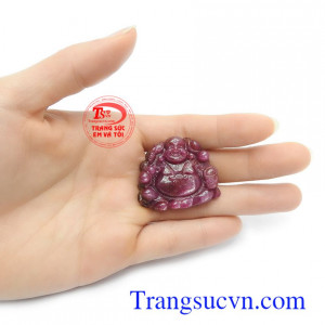Mặt dây chuyền phật Di lặc ruby thiên nhiên cao cấp