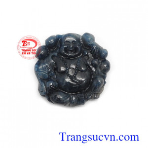 Mặt phật Di lặc sapphire tài lộc màu sắc đẹp, ánh xanh độc đáo, chạm khắc tinh xảo, sắc nét