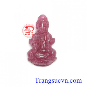 Mặt phật quan âm ruby may mắn chạm khắc đẹp, chất lượng cao, phù hợp làm mặt dây chuyền đeo sang trọng, đẳng cấp