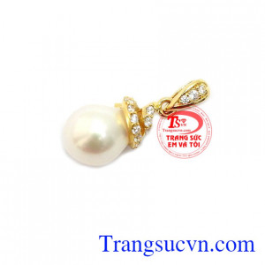 Mặt dây ngọc trai móc vàng 14k sáng bóng đảm bảo chất lượng hợp thời trang, sang trọng 