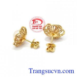 Hoa Tai Ngọc Trai San Hô 14k, bảo hành 12 tháng, giao hàng nhanh trên toàn quốc