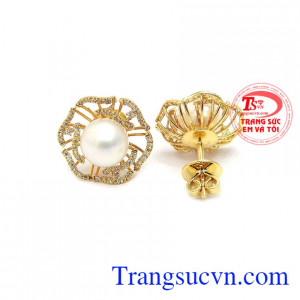 Hoa tai vàng tây dành cho nữ kiểu tinh tế, đeo hoa tai hợp thời trang