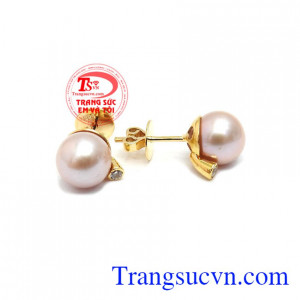 Hoa Tai Ngọc Trai Hạnh Phúc kiểu dáng tinh tế, thanh lịch, được chế tác từ vàng 14k, bảo hành 12 tháng, giao hàng nhanh trên toàn quốc