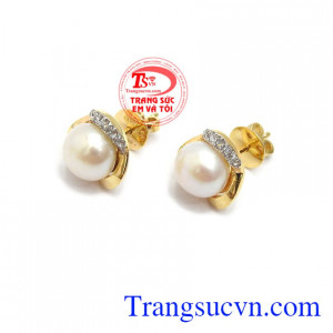 Hoa tai vàng tây dành cho nữ kiểu tinh tế, đeo hoa tai hợp thời trang