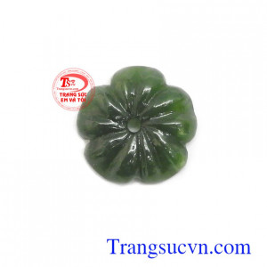 Mặt ngọc bích hoa hồng thịnh vượng chạm khắc đẹp, chất lượng ngọc đảm bảo, ngọc nephrite thiên nhiên cao cấp