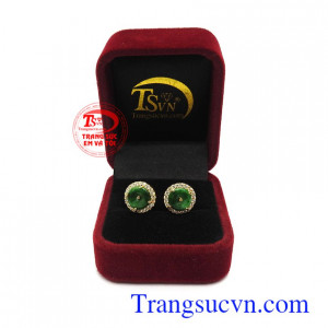 Hoa tai vàng gắn Jadeite bền đẹp, sang trọng