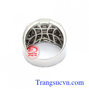 Nhẫn nam vàng trắng đẳng cấp 10k chế tác công nghệ cao, mang phong cách thời trang độc đáo