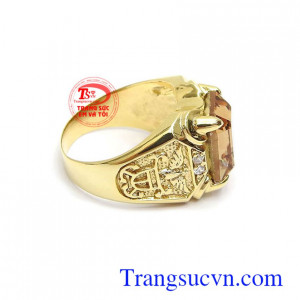 Nhẫn nam thời thượng vàng 10k đính đá phong cách