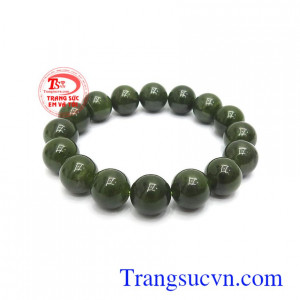 Chuỗi tay Nephrite may mắn 12 ly ngọc thiên nhiên màu sắc đẹp, chất lượng ngọc đảm bảo
