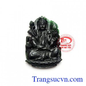 Mặt phật bà quan âm đại cát được chế tác từ ngọc cẩm thạch thiên nhiên