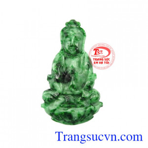 Mặt Jadeite Phật quan âm đẹp được chế tác từ ngọc cẩm thạch tinh xảo, bền đẹp, chất lượng, màu sắc trang nhã