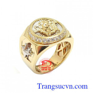 Nhẫn nam vàng 10k mạnh mẽ versace bền đẹp, chất lượng, thiết kế tinh xảo, độc đáo theo công nghệ cao cấp Hàn Quốc