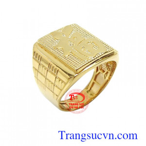Nhẫn nam vàng chữ Phúc may mắn 10k bền đẹp, chất lượng, nhẫn nam vàng tây 10k