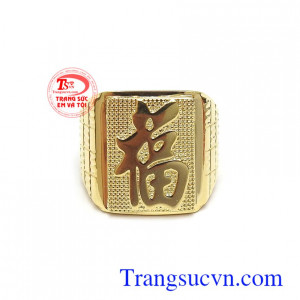 Nhẫn nam vàng chữ Phúc may mắn tài lộc