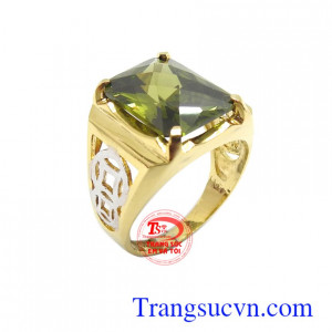 Nhẫn nam đính đá 10k phong cách bền đẹp, chất lượng, đính đá nhân tạo tinh tế, nhẫn nam vàng tây