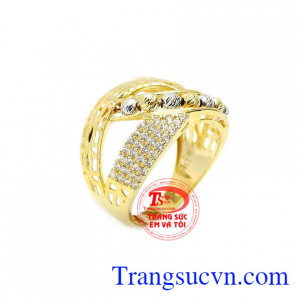 Nhẫn nữ vàng phong cách quý tộc được chế tác từ vàng 10k theo công nghệ Italy