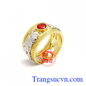 Nhẫn nam phụng điểu được chế tác theo công nghệ Italy, loại vàng 10k
