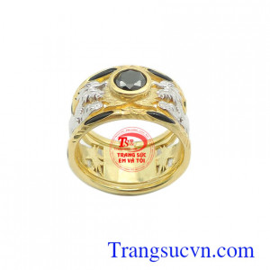 Nhẫn nam 10k rồng vàng hưng thịnh đính đá tôn lên nét cá tính, mạnh mẽ và phong cách riêng cho phái mạnh