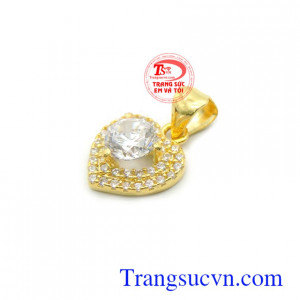 Mặt nữ vàng 10k đính đá phong cách