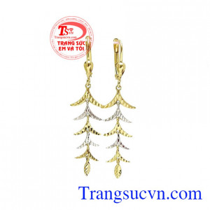 Hoa tai ngọc diệp được chế tác từ vàng 10k nhập khẩu nguyên chiếc từ Italy