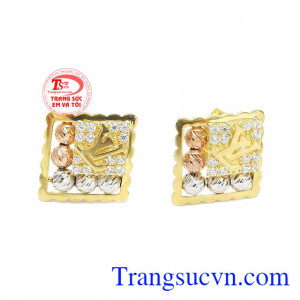 Hoa tai vàng 10k đẳng cấp được thiết kế tinh tế, kết hợp giữa vàng tây 10k  đẳng cấp sang trọng tạo điểm nhấn cho sản phẩm.