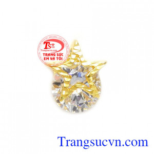 Mặt dây nữ tỏa sáng được chế tác từ vàng 10k thiết kế 3D đường nét sắc sảo