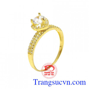 Nhẫn nữ vàng 10k trái tim là sản phẩm được chế tác tinh xảo và tỉ mỉ