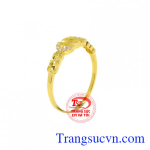 Nhẫn kim tiền may mắn vàng 10k 