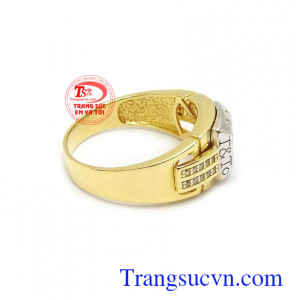Nhẫn nam vàng 18k mạnh mẽ màu sắc đẹp, chất lượng cao