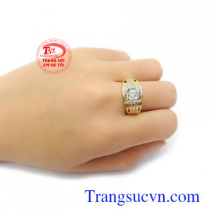 Nhẫn nam vàng tây thời trang sang trọng