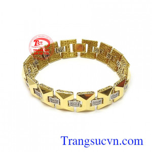 Lắc tay vàng 18k thời trang kiểu dáng mới lạ, độc đáo, đeo hợp phong cách phái mạnh