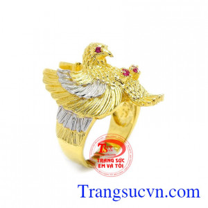 Nhẫn đại bàng dũng mãnh được chế tác từ vàng 10k