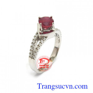 Nhẫn nữ Ruby tài lộc may mắn vàng 10k kiểu dáng đẹp, tinh xảo, gắn đá Ruby thiên nhiên cao cấp