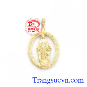 Mặt dây đức mẹ ban ơn được chế tác từ vàng 14k