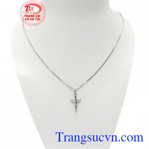Bộ dây thánh giá vàng trắng là sản phẩm được chế tác đẹp theo công nghệ 3D hiện đại