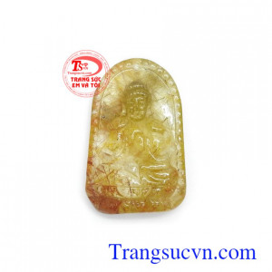 Phật bản mệnh thạch anh tóc Mùi Thân chế tác đẹp, tinh xảo, phù hợp làm mặt dây chuyền thời trang