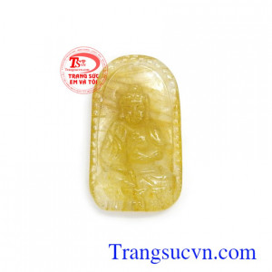 Phật bản mệnh thạch anh tóc Tuất Hợi màu sắc đẹp, chất lượng cao, phù hợp làm mặt dây chuyền sang trọng, tinh tế