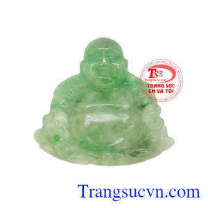 Phật di lặc ngọc cẩm thạch tài lộc tay cẩm đĩnh vàng mang ý nghĩa tài lộc, sức khỏe và thành công