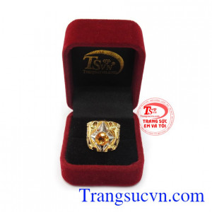 Nhẫn nam thạch anh vàng phúc lộc