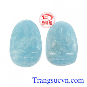 Mặt Aquamairne Phật bản mệnh tuổi Ngọ có giấy kiểm định từ trung tâm kiểm đinh uy tín cấp.