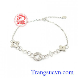 Lắc tay vàng trắng Korea dịu dàng 10k nhập khẩu nguyên chiếc bền đẹp, chất lượng