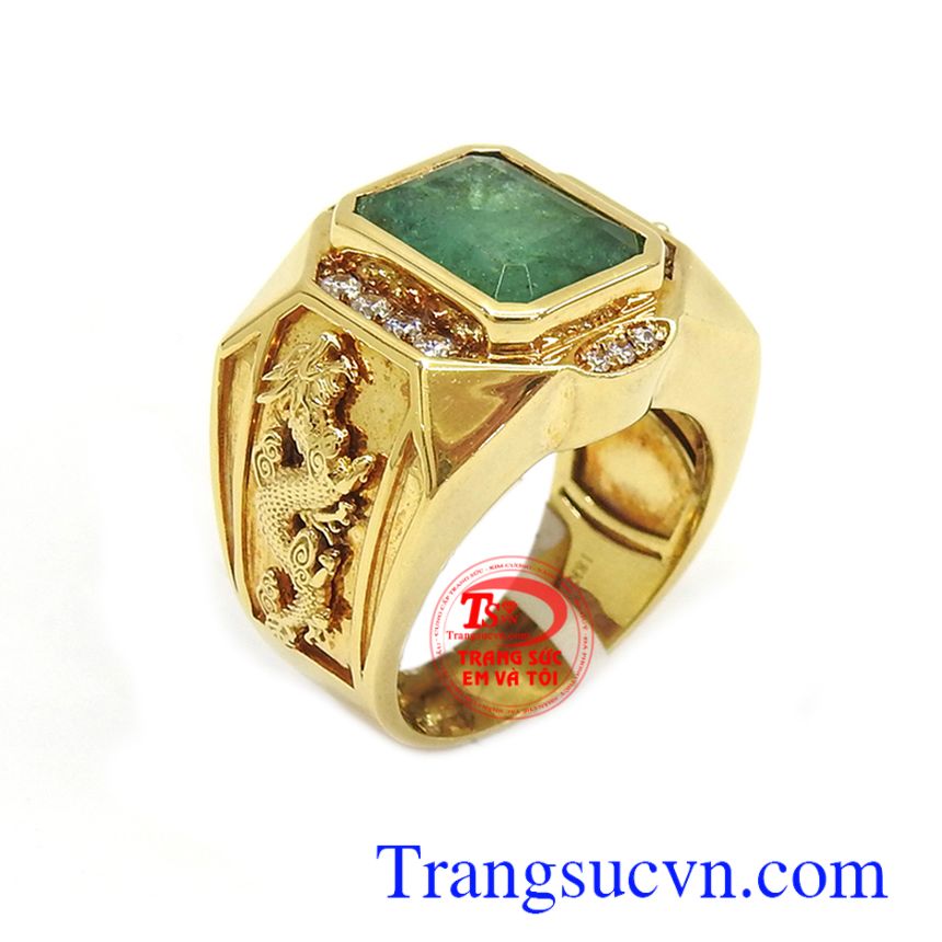 Nhẫn rồng Emerald vàng 18k